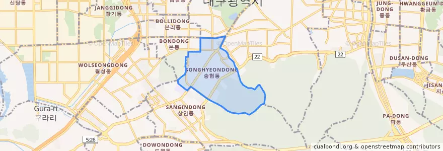 Mapa de ubicacion de 송현동.