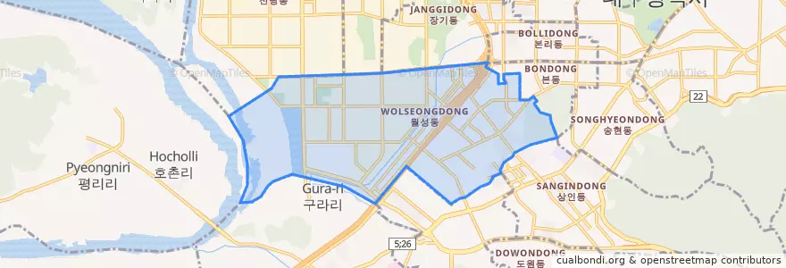 Mapa de ubicacion de 월성동.