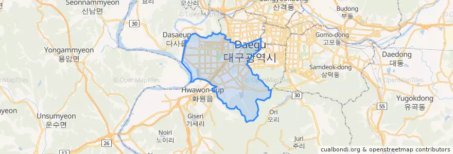 Mapa de ubicacion de 달서구.