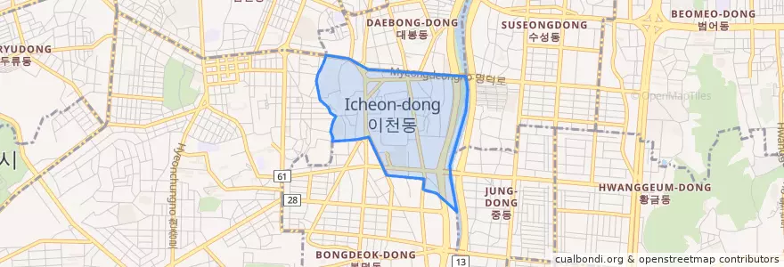 Mapa de ubicacion de 이천동.
