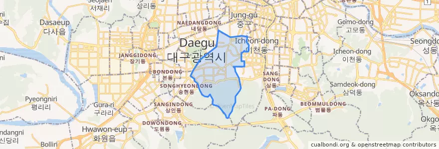 Mapa de ubicacion de 대명동.