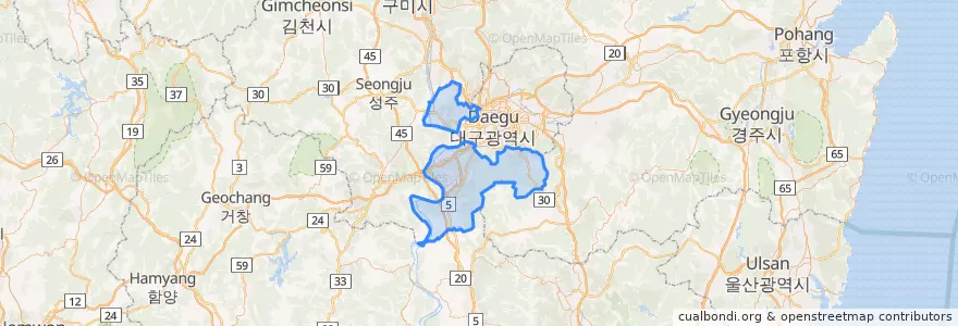 Mapa de ubicacion de 달성군.