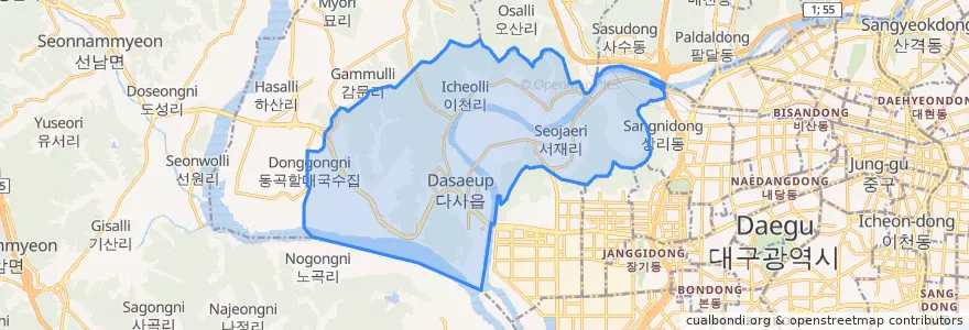 Mapa de ubicacion de 다사읍.