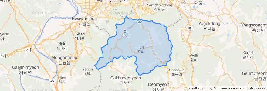 Mapa de ubicacion de 가창면.
