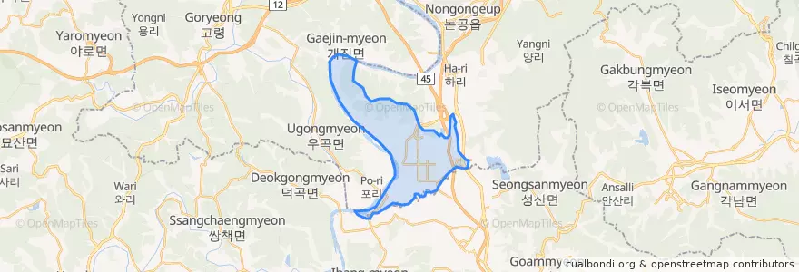 Mapa de ubicacion de 구지면.