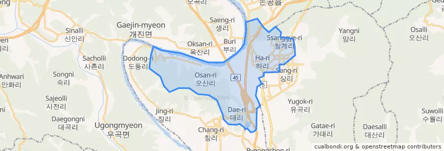 Mapa de ubicacion de Hyeonpung-eup.
