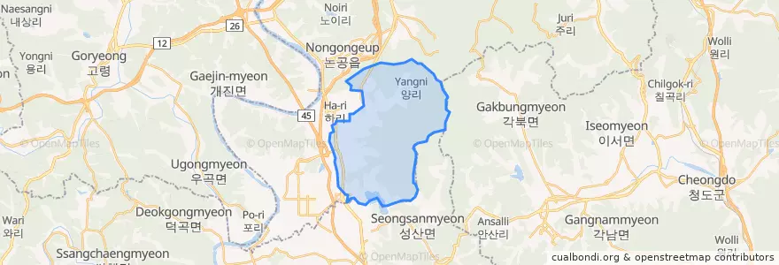 Mapa de ubicacion de 유가읍.