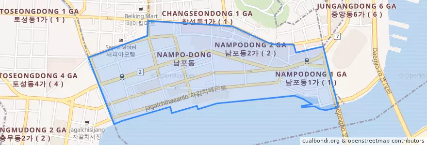 Mapa de ubicacion de 남포동.