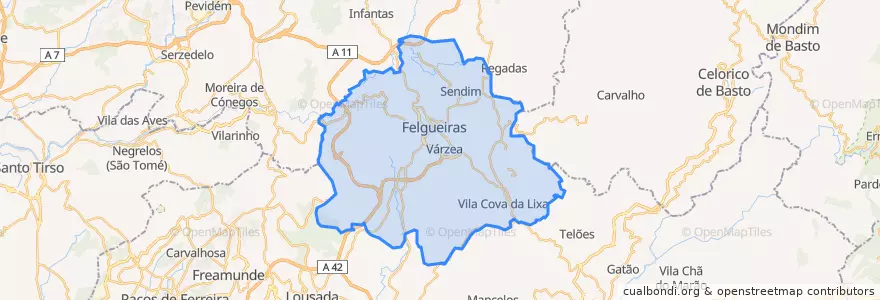 Mapa de ubicacion de Felgueiras.