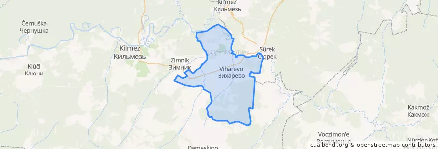 Mapa de ubicacion de Вихаревское сельское поселение.