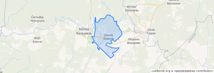 Mapa de ubicacion de Зимнякское сельское поселение.