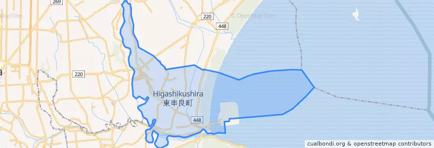 Mapa de ubicacion de Higashikushira.