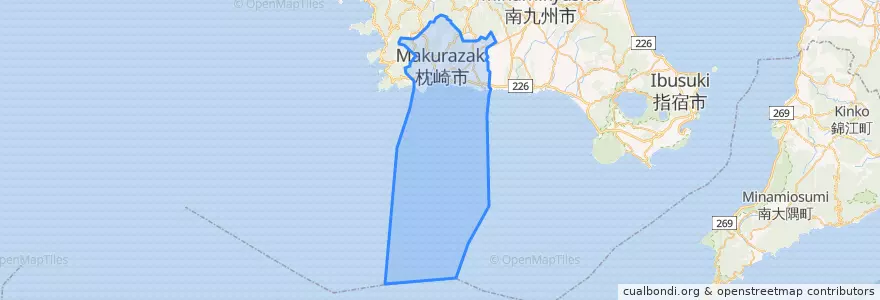 Mapa de ubicacion de 枕崎市.