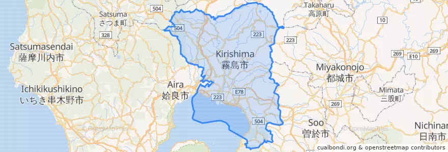 Mapa de ubicacion de 霧島市.