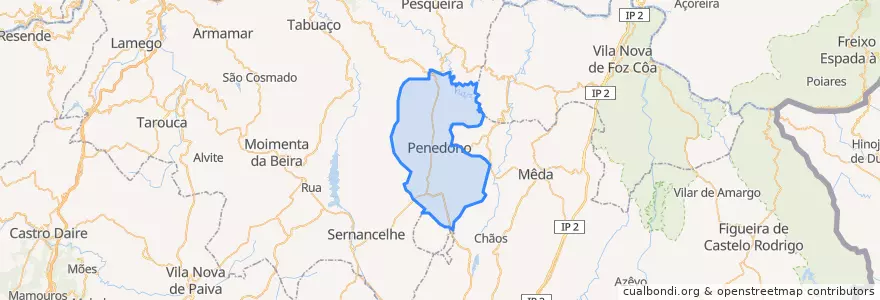 Mapa de ubicacion de Penedono.