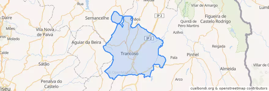 Mapa de ubicacion de Trancoso.