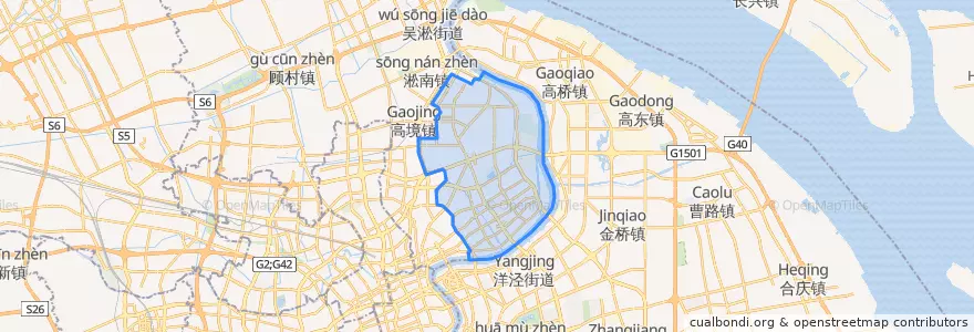 Mapa de ubicacion de Yangpu.