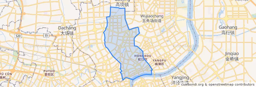 Mapa de ubicacion de 훙커우구.