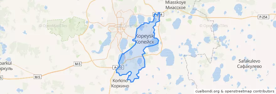 Mapa de ubicacion de Копейский городской округ.