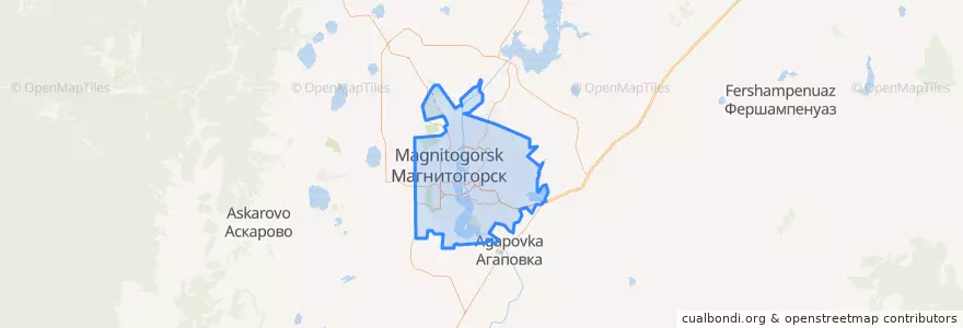 Mapa de ubicacion de Магнитогорский городской округ.