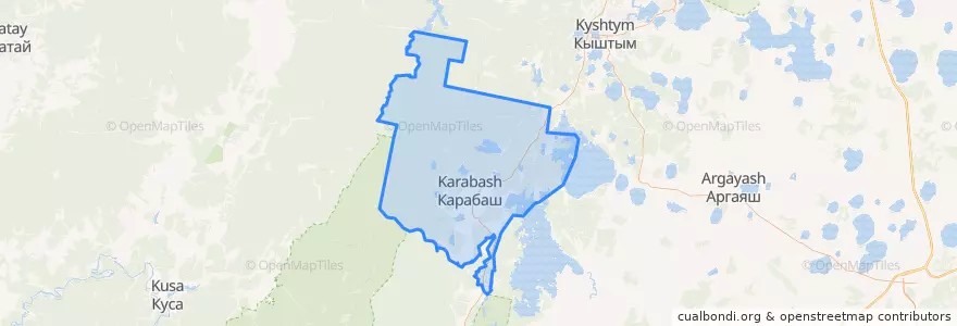 Mapa de ubicacion de Карабашский городской округ.