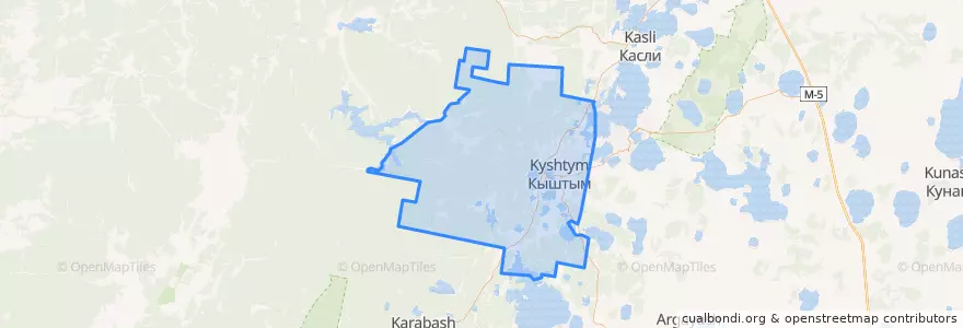 Mapa de ubicacion de Кыштымский городской округ.