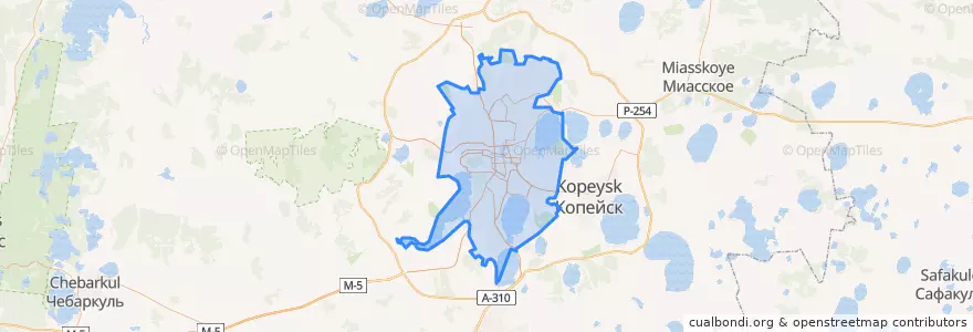 Mapa de ubicacion de Челябинский городской округ.