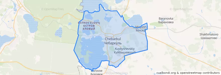 Mapa de ubicacion de Чебаркульский городской округ.