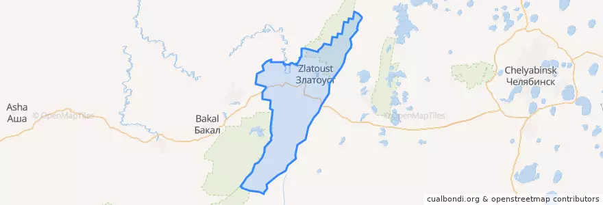 Mapa de ubicacion de Златоустовский городской округ.