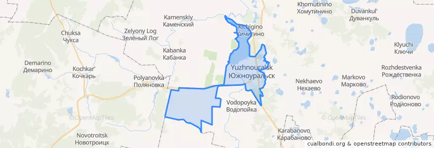 Mapa de ubicacion de Южноуральский городской округ.