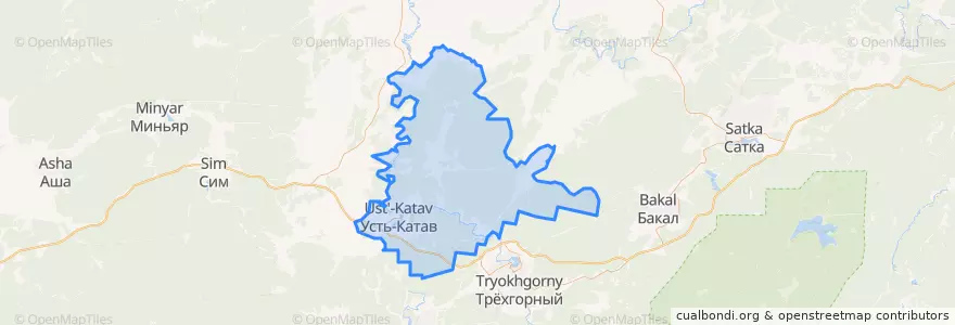 Mapa de ubicacion de Усть-Катавский городской округ.