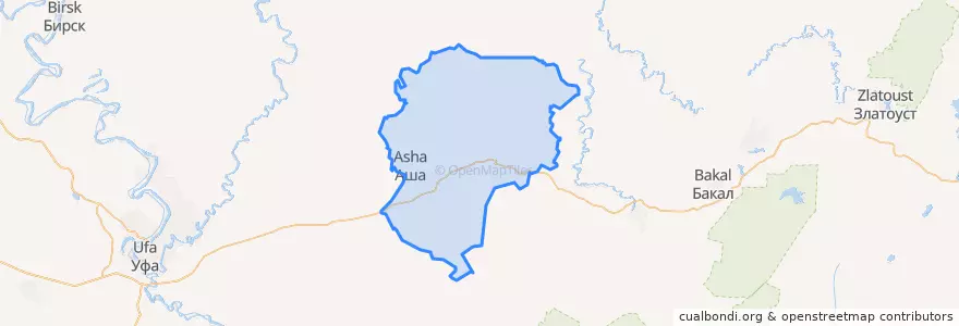 Mapa de ubicacion de Ашинский район.