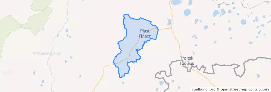 Mapa de ubicacion de Пластовский район.