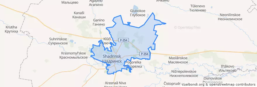 Mapa de ubicacion de городской округ Шадринск.