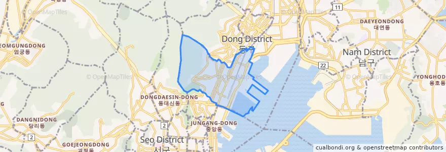 Mapa de ubicacion de 초량동.
