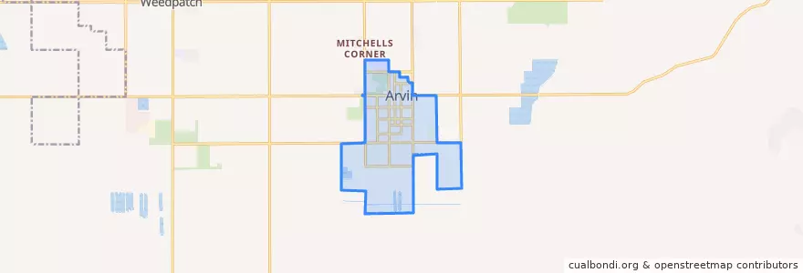 Mapa de ubicacion de Arvin.