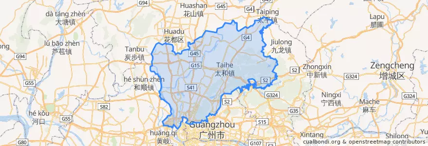Mapa de ubicacion de Baiyun District.