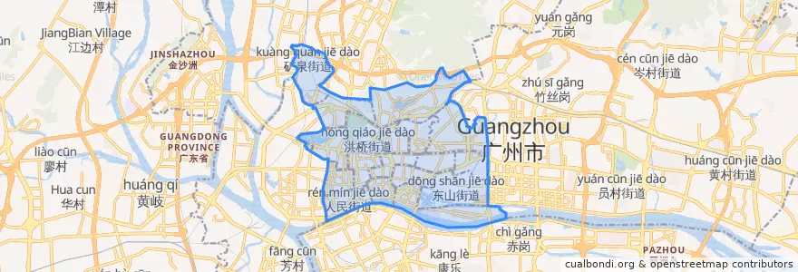 Mapa de ubicacion de 越秀区.