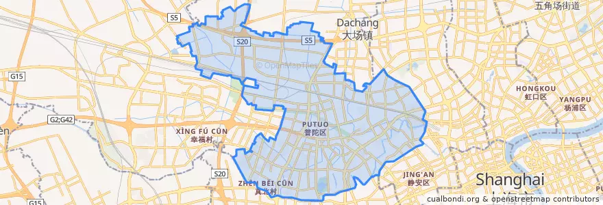 Mapa de ubicacion de District de Putuo.