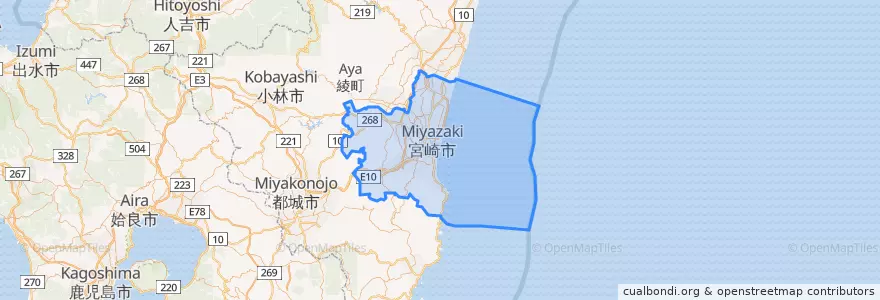 Mapa de ubicacion de 宮崎市.