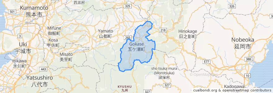 Mapa de ubicacion de 五ヶ瀬町.