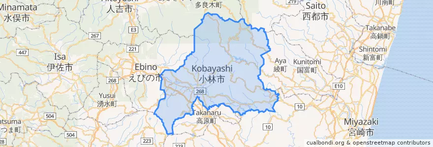 Mapa de ubicacion de 小林市.