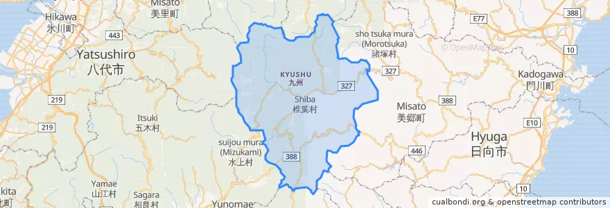 Mapa de ubicacion de 椎叶村.
