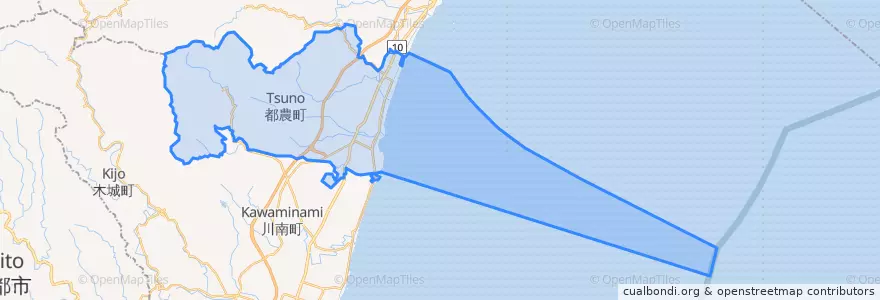 Mapa de ubicacion de 都農町.