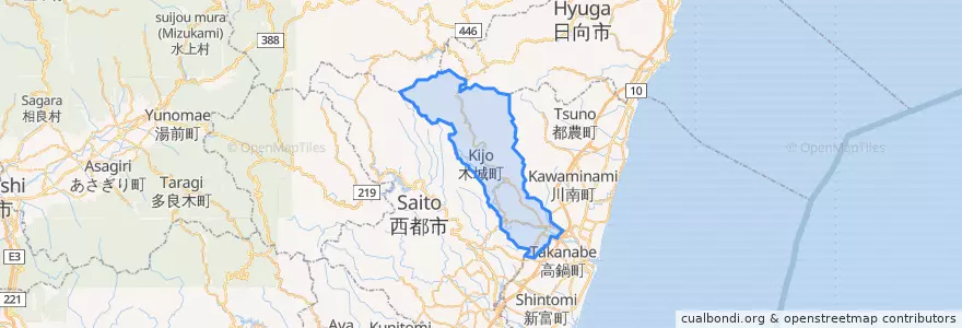 Mapa de ubicacion de 木城町.