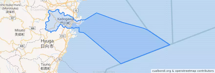 Mapa de ubicacion de 門川町.