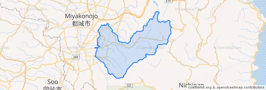 Mapa de ubicacion de 北諸県郡.
