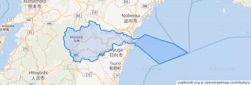Mapa de ubicacion de 東臼杵郡.