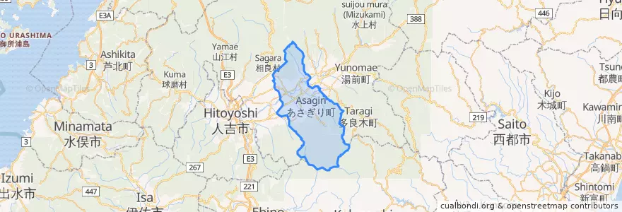 Mapa de ubicacion de あさぎり町.