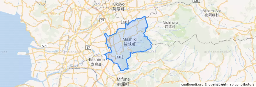Mapa de ubicacion de 益城町.